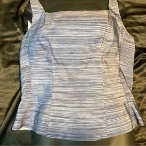 ST. JOHN G/G Vintage Striped Blue Silk Linen Sleeveless Top